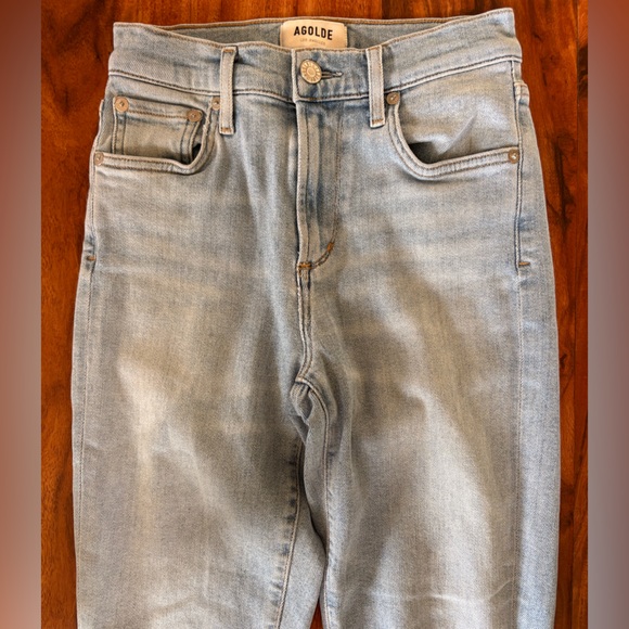 Agolde Sophie Light Wash Raw Hem Denim Jeans 24 Waist 00 Ankle - Picture 8 of 12